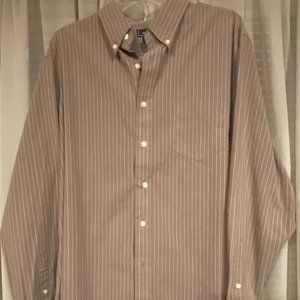 Men's Dockers Button Down Shirt Greenish/Brown with Small Pinstripes